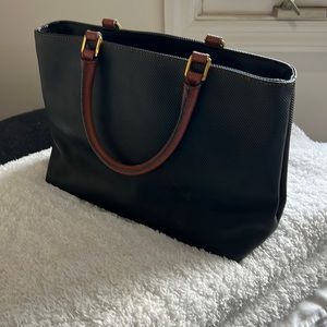 Bottega Veneta black purse with Brown handles
